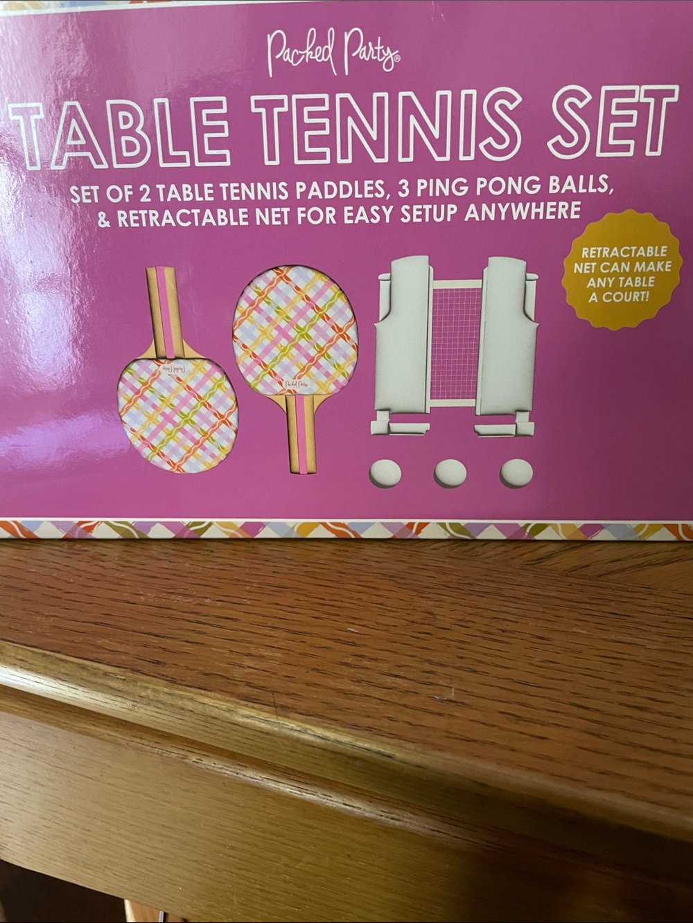 Table Tennis Set : 2 Paddles, 2 Ping Pong Balls, Retractable Net